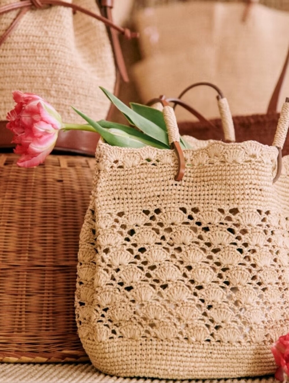 NWT Sezane Ralph Weaved Bag In Raffia